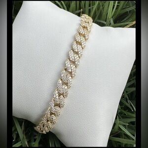 NEW 10.0ctw Moissanite 18k Gold Over 925 Cuban Link Bracelet 7.5” Iced $2500